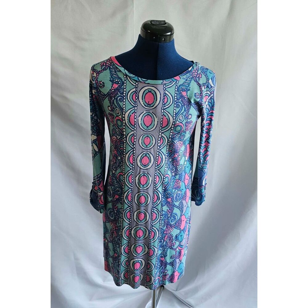 Lily Pulitzer Colorful Paisley Print Long Sleeve Dress XS Pima Cotton Resort